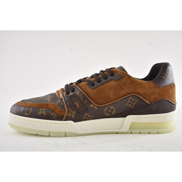 Louis Vuitton Brown Monogram LV Logo Suede Low Top Trainer Sneaker UK 9 US 10 11 - Picture 13 of 16